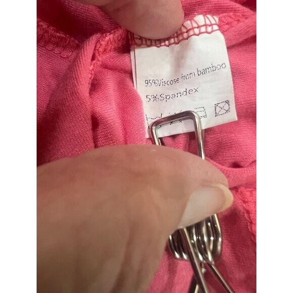 Womens L Pink White Polka Dot Pajama Set With Drawstring Shorts & Button-Up Top - Picture 3 of 9